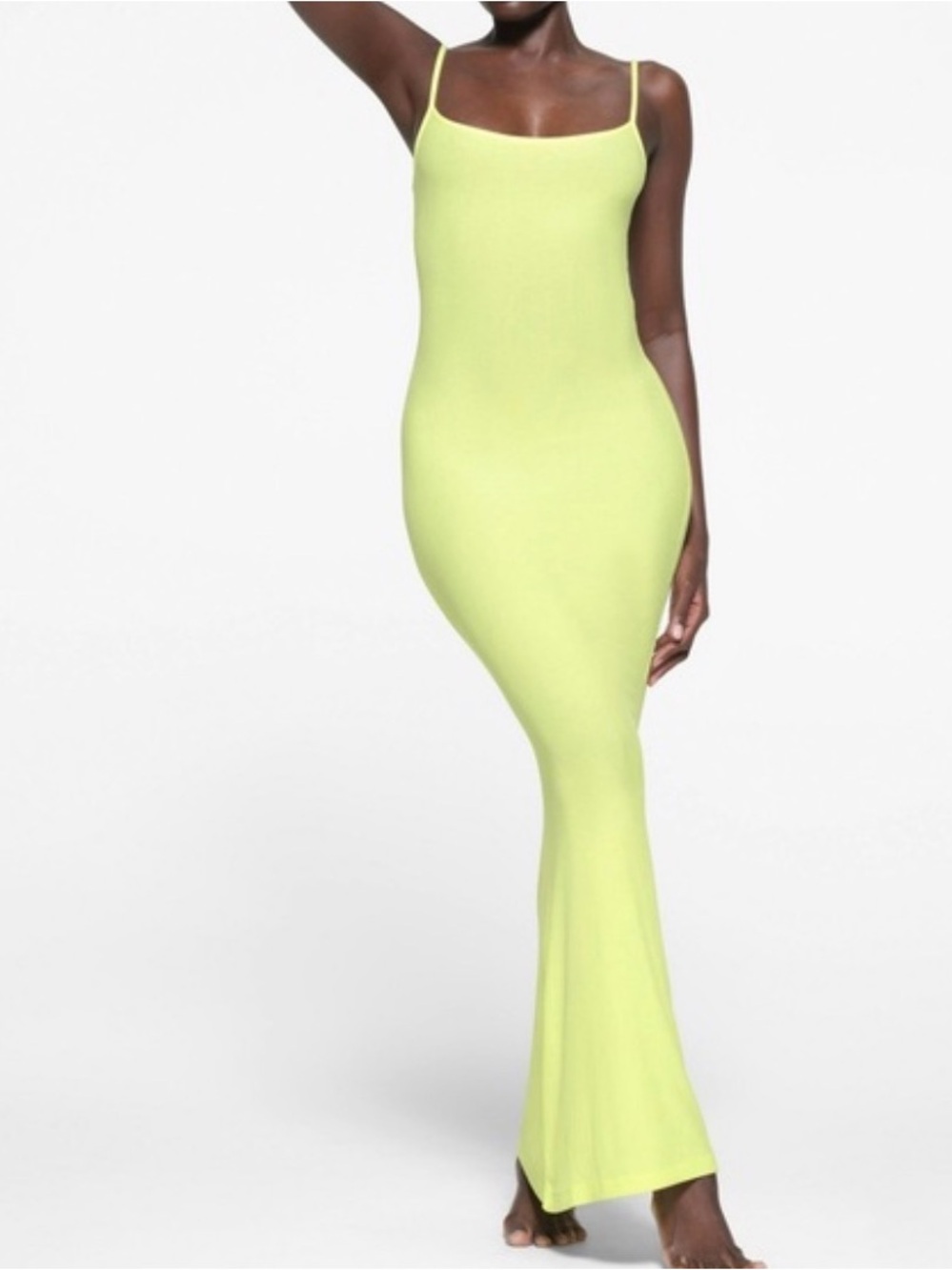 Skims Spaghetti-Strap Maxi Dress in Neon Lime